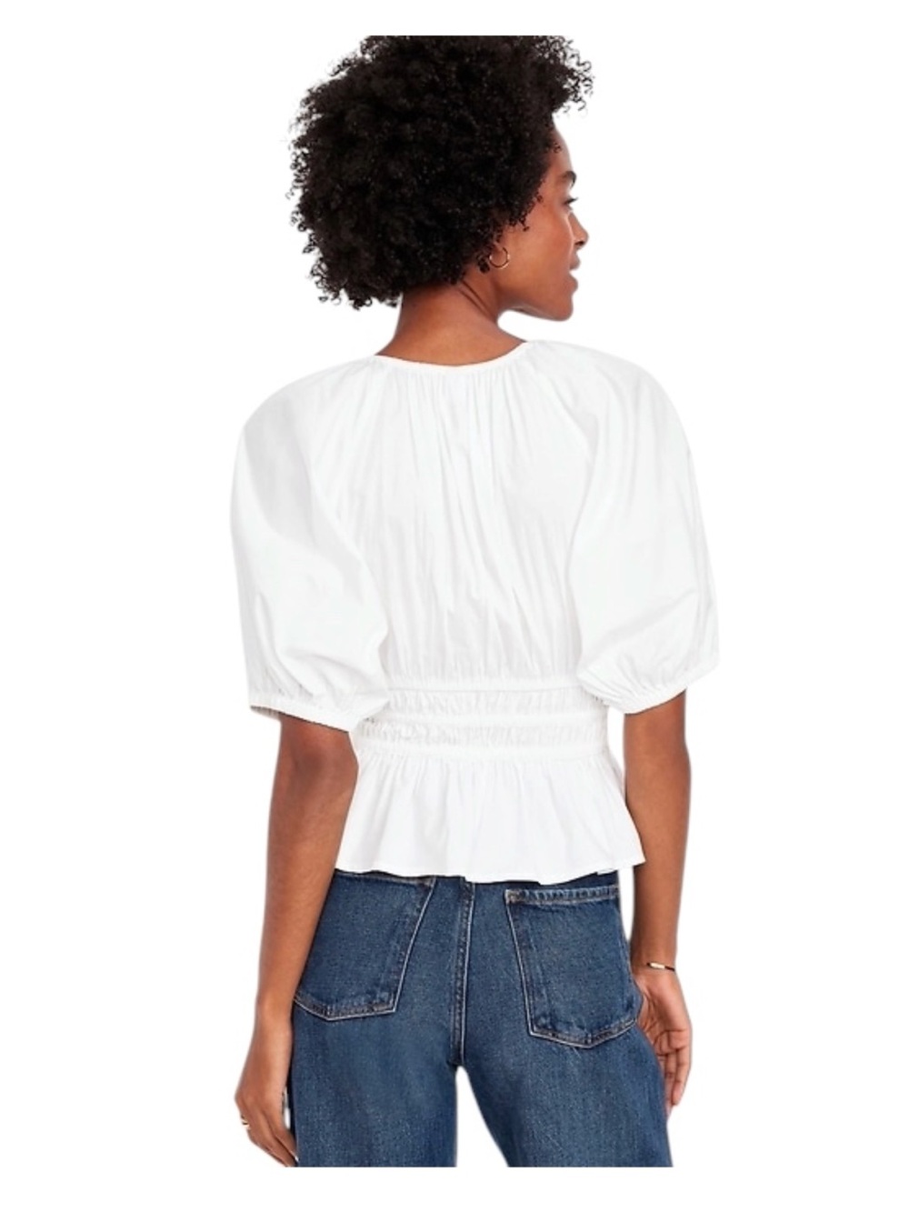 Old Navy Smocked V-Neck Peplum Top - Large - Picture 8 of 8